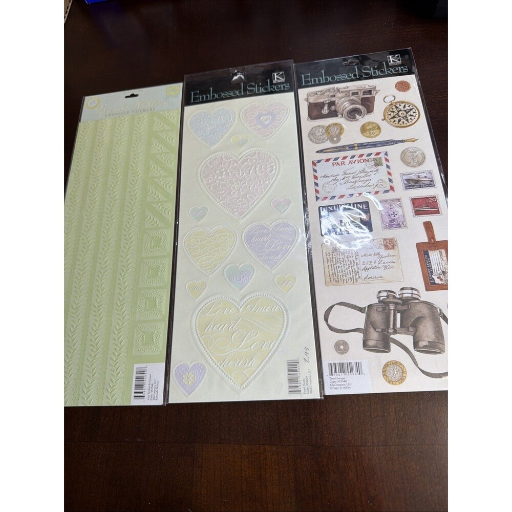 K&Company Embossed Stickers 3 Sheets Scrapbooking